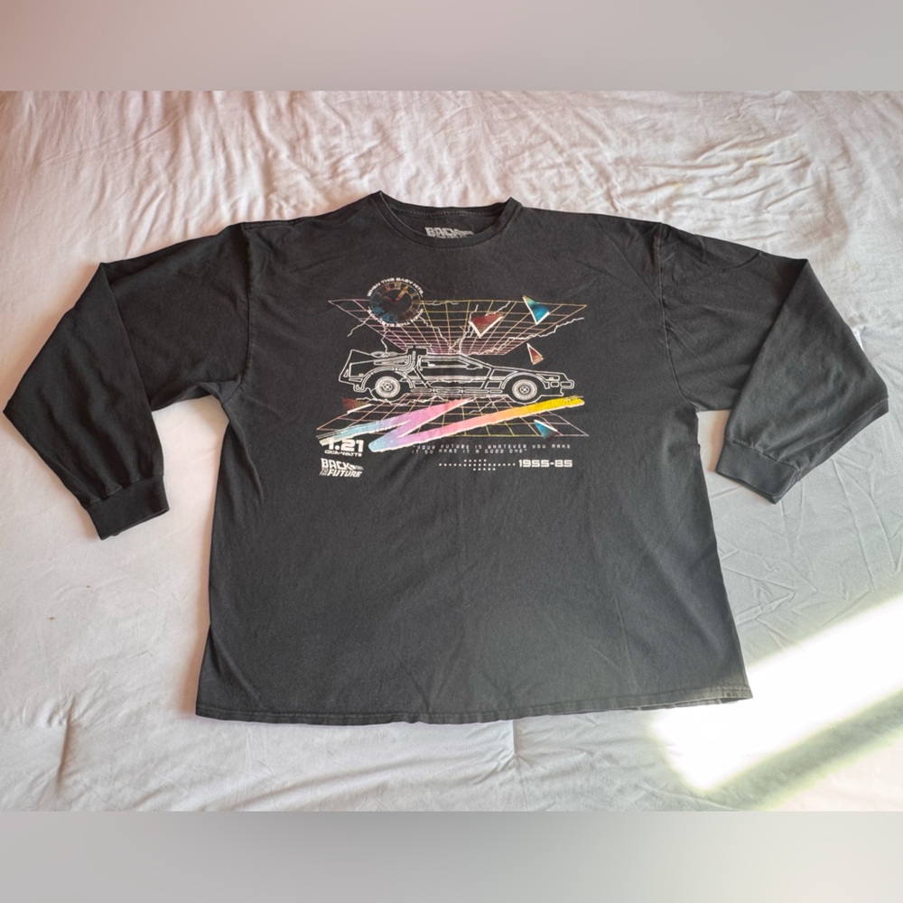 Black Long Sleeve Graphic Back To The Future Tee